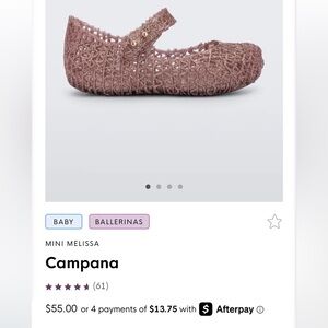 Mini Melissa Pink Baby Walker Flats with Glitter